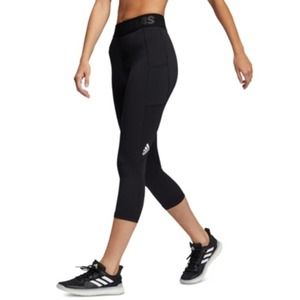 Adidas Women's TechFit cropped Length Bar Tights Black, Small